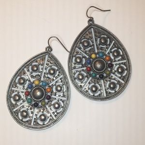 Silver Earrings with a colorful pop!